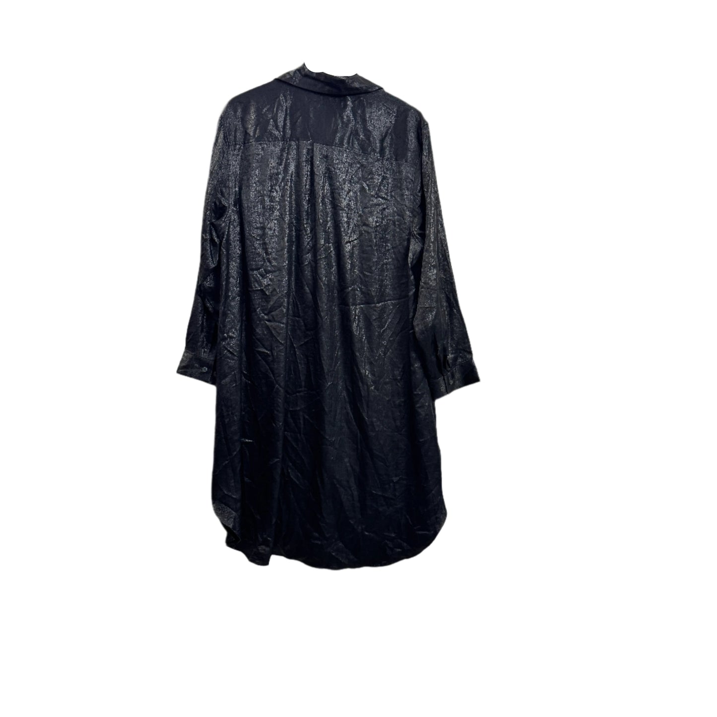 Black Satin Button Up Midi Dress